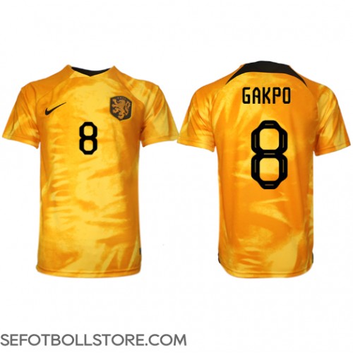 Nederländerna Cody Gakpo #8 Replika Hemmatröja VM 2022 Kortärmad
